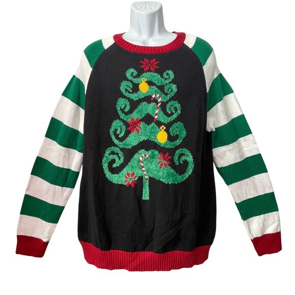Ugly Christmas Sweater Mustache Christmas Tree Crewneck Size XL NWOT - Picture 1 of 4